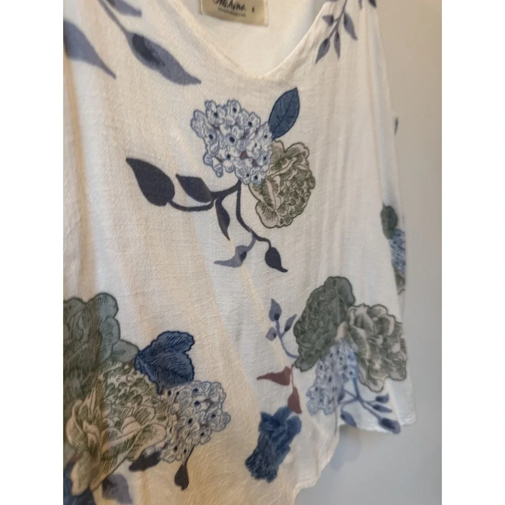 Mahina Hawaii Lahaina Women's Floral Linen Camisole Tank Sz M Vacation‎ Resort